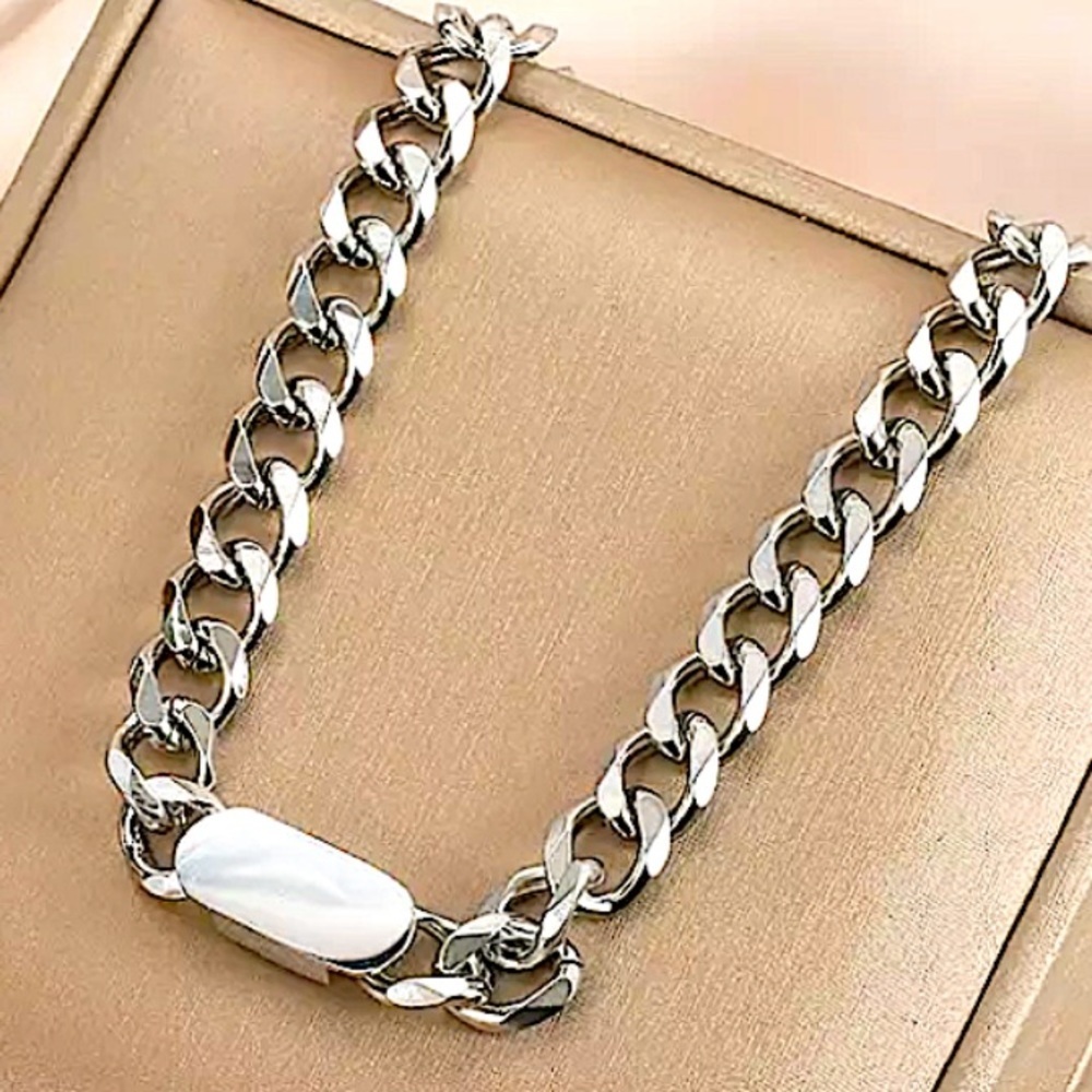 Stainless Steel Cuban Chain Link Necklace Bracelet Matching Set - Picture 8 of 10